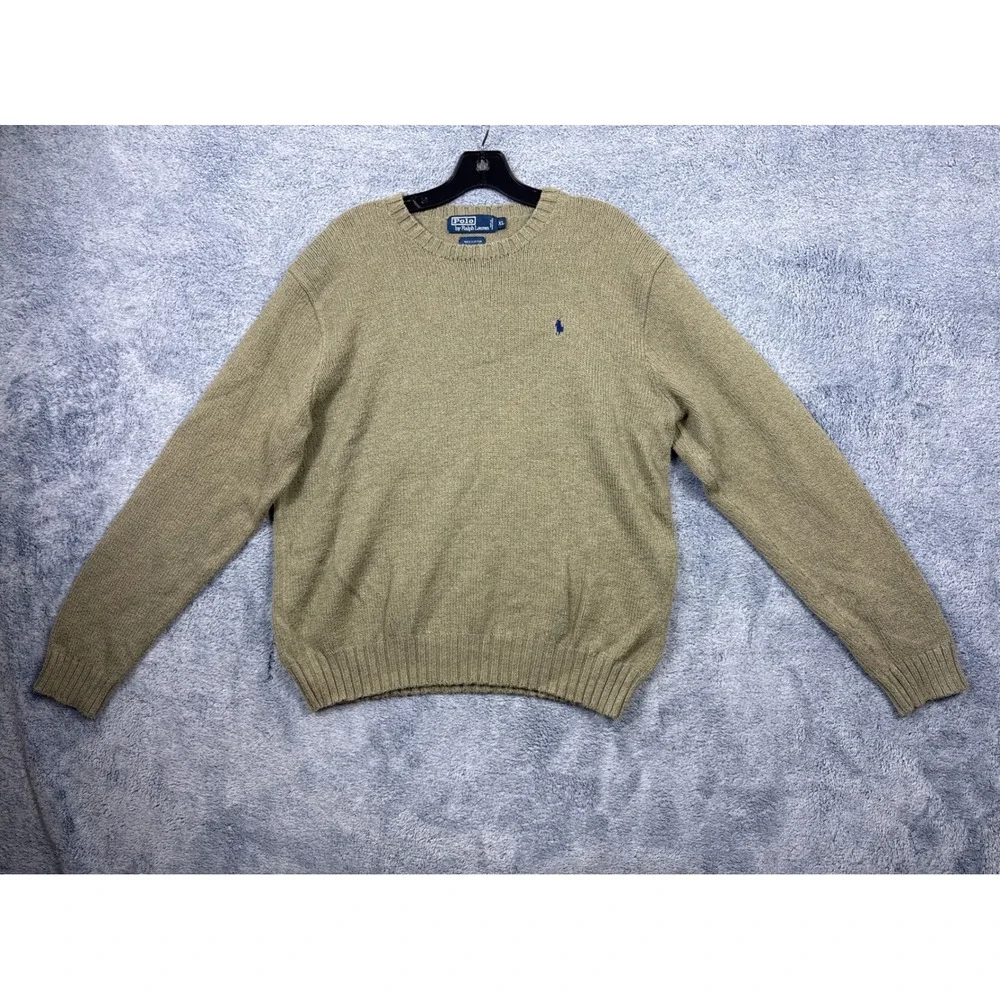 Polo Ralph Lauren Mens XL Green Cotton Crewneck Sweater Pony Logo